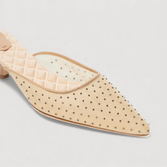 ROSA | Beige - Studded Mules