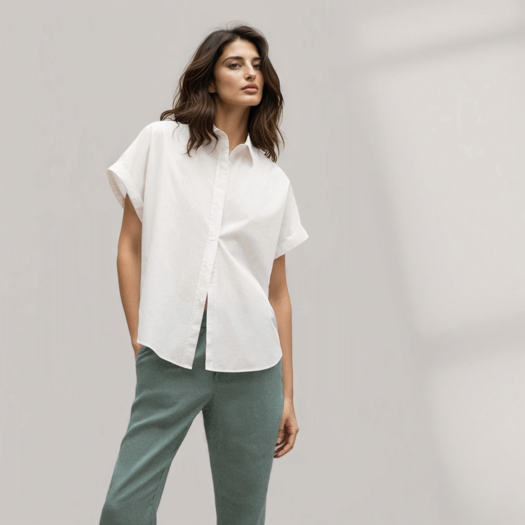 Isa - Kimono Short Sleeve Shirt - White | Women's | Women's Clothing | Ecoalf | ALLTRUEIST