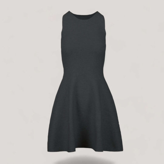 ANNA | Sleeveless Flared Knit Dress | COLOR: SLATE GREY |3D Knitted by ALLTRUEIST