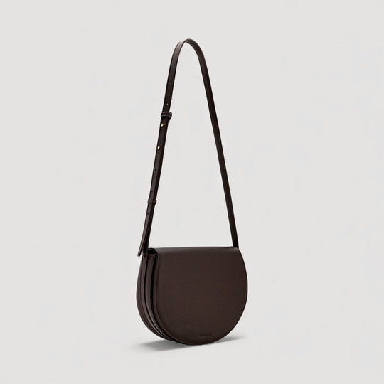 Sofi | Midi Crossbody Bag | Espresso Brown by ALEXANDRA K. VEGAN HANDBAGS, sold at ALLTRUEIST. Elegant design made from premium corn leather.