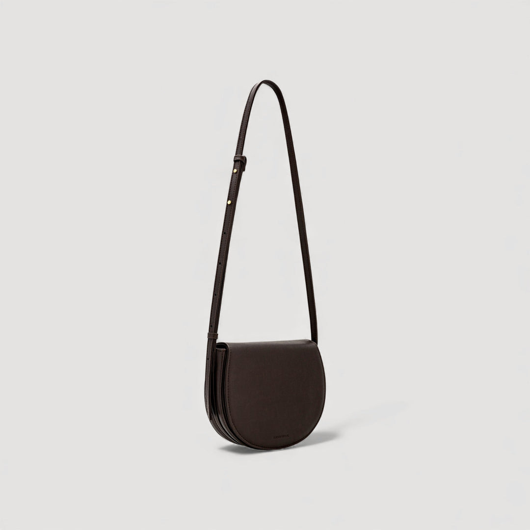 Sofi | Mini Crossbody Bag | Espresso Brown by ALEXANDRA K, featured on ALLTRUEIST, vegan handbag with sustainable corn leather.