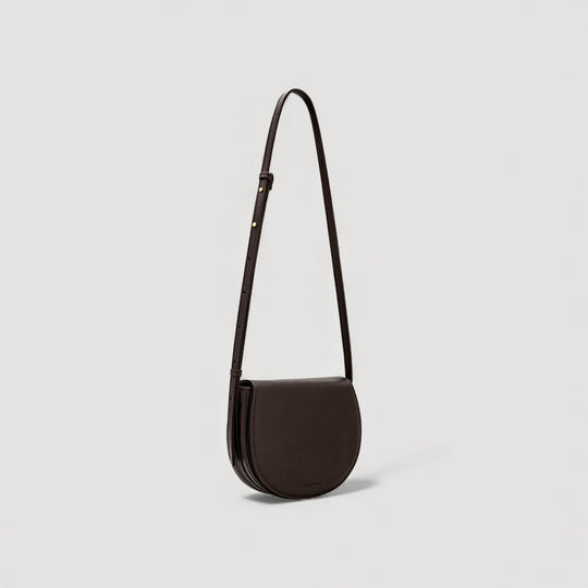 Sofi | Mini Crossbody Bag | Espresso Brown by ALEXANDRA K, featured on ALLTRUEIST, vegan handbag with sustainable corn leather.
