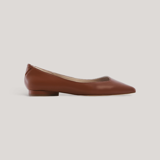 VICKY | Cognac - Point-Toe Flats | Women's Shoes | VEERAH | ALLTRUEIST