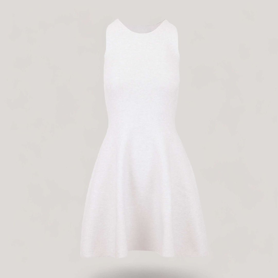 ANNA | Sleeveless Flared Knit Dress | COLOR: WHITE |3D Knitted by ALLTRUEIST