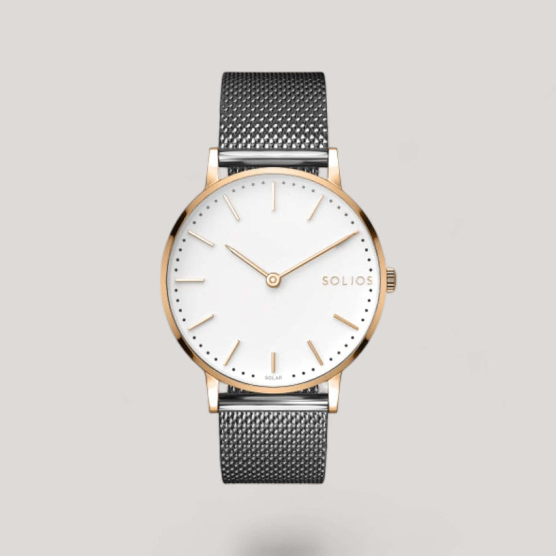 The Solar Classic | White Dial - Rose Gold Case