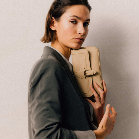 Flow Mini - Shoulder Bag - Sandy Beige Corn Leather | Vegan Handbags | By Alexandra K.. Available at ALLTRUEIST