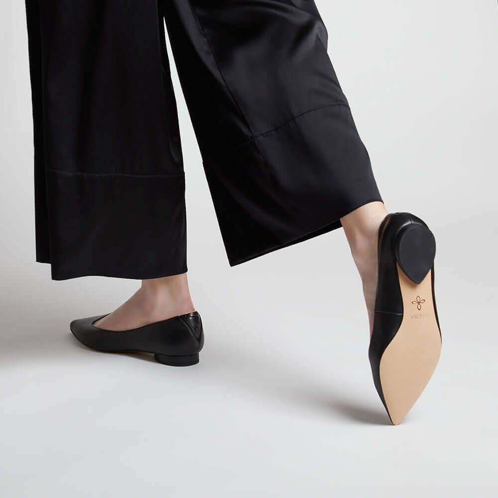 VICKY | Midnight Black - Point-Toe Flats | Women's Shoes | VEERAH | ALLTRUEIST