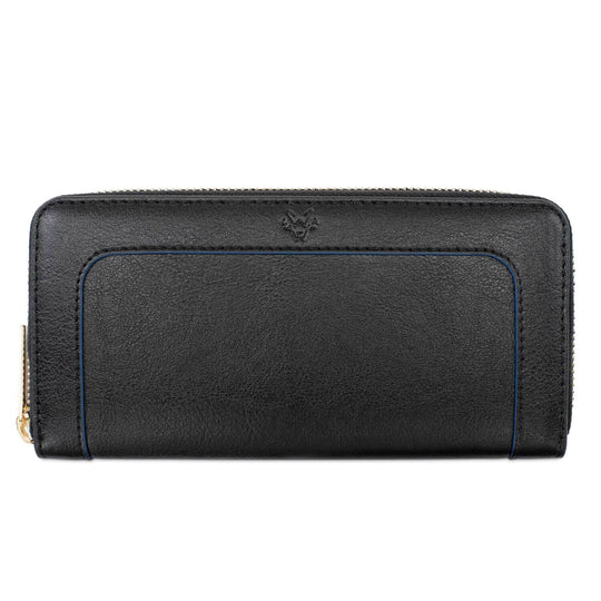 Wilton Continental Zip Wallet | Black - Blue | wallet | Watson & Wolfe | ALLTRUEIST