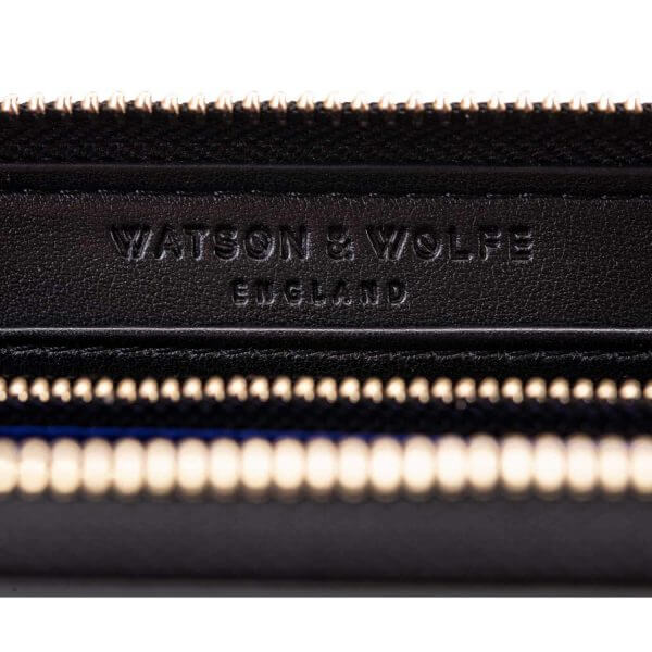 Wilton Continental Zip Wallet | Black - Blue | wallet | Watson & Wolfe | ALLTRUEIST