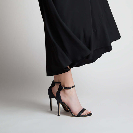 VENUS | Black Tie - Vegan Satin Sandals | Women's Shoes | VEERAH | ALLTRUEIST